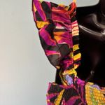 Truth NYC  L Hi Low Dress Black Yellow Floral Smock Ruffled Boho Bold Statement Photo 6