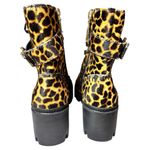 Schutz  Shoes Women Size 6.5 Leopard Ankle Combat Boots Chunky Heel Leather Hair Photo 4
