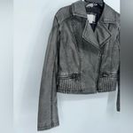 Xhilaration  Women's Dark‎ Gray Faux Leather Zipper Jacket Size Small Great Cond. Photo 4