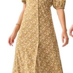 Faherty Havana Golden Theodora Floral Button Down Puffed Sleeves Maxi Dress M Gold Size M Photo 0
