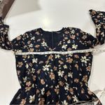 Sugar Lips  Navy Blue Floral Long‎ Bell Sleeve Boho Romper Size M Photo 8