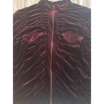 Ashley Stewart  Burgundy Maroon Velvet Zip Up Ruched Pockets Long Sleeve Photo 1