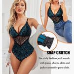 Avidlove One Piece Snap Crotch Teddy Bodysuit Contrast Lace Mini Babydoll Small Photo 2