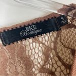 BKE 3/$30 Boutique | Brown Pierced Lace Open Back Gauze Top S Photo 6
