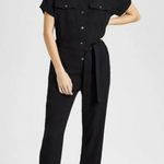 Theory NWT  Women's Black Cargo Shirt Silk Jumpsuit Romper Size 4 Photo 0