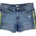 Old Navy  Embroidered‎ Side Stripe Distressed Denim Short Photo 0