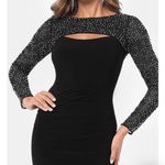 Betsy and Adam  Rhinestone Long Sleeve Cutout Sheath Dress Black 6‎ Photo 2