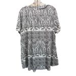 Allegrace White/Blk Paisley V Neck Short Sleeve Size 3XL Flowy Boho Plus Black Photo 4