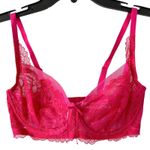 NEW SKARLETT BLUE Sheer Lace Balconette Bra Poppy Pink Size 32DD Adjustable Photo 0