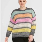 Rachel Roy Striped Knit Sweater Pullover Paradise Combo Pink Orange Yellow Plus Photo 0