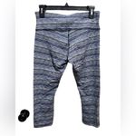 Lululemon  Blue white and black Striped cropped capri wunder under Leggings Photo 4