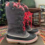 Sorel Women’s Joan of Arctic Knit Gray & Hot Pink Waterproof Snow Rain Boots - 8 Photo 3