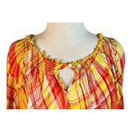 Lane Bryant MADRAS PLAID PEASANT TOP BRIGHT COLORS WOMEN PLUS SIZE 18/20 Photo 6