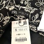 ZARA Straight Fit Embroidered Crop Pants in Black/White Photo 9