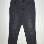 PacSun High Rise Straight Distressed Black Jeans Raw Hem Cut Edge Button Fly Photo 0
