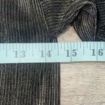 Moon River NWT Moon River Womens Metallic Ribbed Boat Neck Puffy Sleeve Top Black Gold XS Photo 7