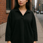 Pomander Place Oversized Collared Pullover Top – Black – XS/S Photo 0