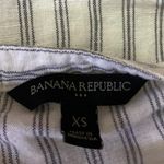 Banana Republic  White Black Striped Linen Sleeveless Lace Up Blouse Top Size XS Photo 2