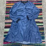 BCBGMAXAZRIA Blue Denim-Like Faux Leather Trim Emilee Dress Small Photo 2