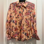 Free People  Womens Top Coral Hold On To Me Floral Button Shirt  Size S Photo 1