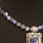 Sodalite Beaded Choker Necklace Lapis Lazuli Sterling Silver Pendant Extension Blue Photo 8