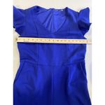 Tahari Jumpsuit Womens Medium Blue Flutter Sleeve Wide Leg Stretch Old Money Photo 6