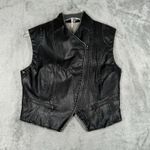 Free People  Vest Womens‎ Medium Black Faux Vegan Leather Asymmetric Moto Biker Photo 1