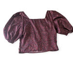 Senlis Floral Cropped Puff Sleeve Top Burnt Burgundy Size XS Cottagecore Purple Photo 6