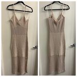 LaLavon Rosette Crochet Midi Dress Large Tan Photo 2