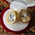 Trifari  Vintage Gold Crystal Tear Drop Earrings Photo 2