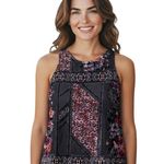 Gypsies & Moondust Tank Top Womens Small Black Floral Patchwork Velvet Boho NWT Photo 0
