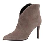 Saint Laurent Paris Road Gray Dipped Suede Heeled Ankle Bootie sz 38 Photo 0