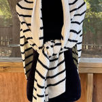 Free People University Stripe Sweater Scarf White Black Stripe One Size. NEW Photo 0