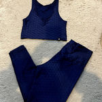 Booty By Brabants  Croco Skin Leggings Sports Bra Matching Set Navy Blue Large Photo 0