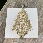 Sparkle Galore White‎ Rhinestone 2.25” Christmas Tree Bow Brooch Signed CN Photo 0