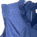 Liz Claiborne  Women's Swiss Dot Ruffle Blouse Dark Blue Size PS Photo 6