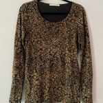 Peruvian Connection  Black Brown Floral Long Sleeve Shirt Women's size Small Photo 0