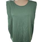 Anne Klein Padded Shoulder T-Shirt Cap Sleeve Olive Green Size L Large Photo 0