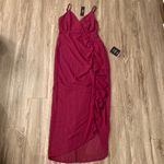 Lulus  For Us to Dance Magenta Swiss Dot Ruffled Midi Dress Size S NWT Photo 3