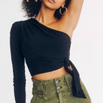 Free People NWT Black Carmen One-Shoulder long sleeve Top Photo 0