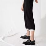 Maje Picoeur Cropped Rhinestone-Belted Pants In Black With White Stripe Size 34 Photo 9