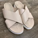 Cecilia New York Cream Simple Uma Platform Crisscross Straps Flat Slide Sandals Size 9.5 Photo 4
