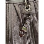 B Makowsky  Handbag Purse Silver Leather Zippers Shoulder Bag Photo 6