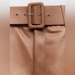 ZARA  BELTED FAUX LEATHER SKINNY PANTS Beige/Brown Size S NEW Photo 9
