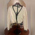 SheIn Adorable Cream Tie Front Cardigan w/ Black Trim Scandi CottageCore Knit Cozy Photo 1