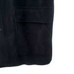 Cole Haan Coat Sz XL Black Wool Cashmere Blend Leather Zip Mid Length Preppy Photo 9