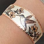 Hummingbird Handmade Artisan Copper Open Cuff Bangle Bracelet Photo 2
