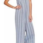 Seafolly Anthropologie Dobby Stripe Jumpsuit Criss Cross Back Chambray Paisley L Photo 0