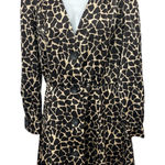 ZARA Black Animal Print Long Sleeve Mini Button Up Flare A-Line Shirt Dress Sz M Photo 0