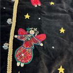 Vintage 90s New Black Velveteen Vest with Colorful Angel Embroidery Christmas Red Size M Photo 6